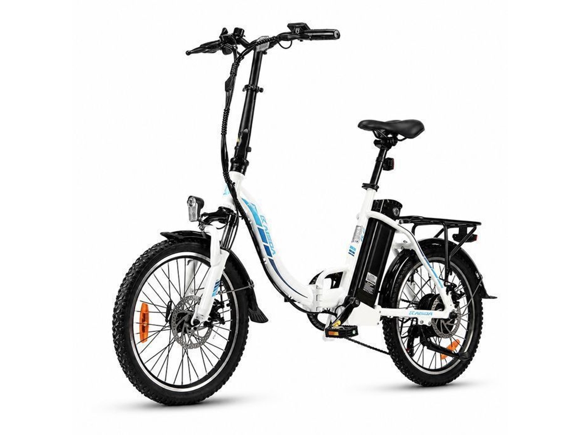 Bicicleta Elétrica Dobrável KAISDA K7 Feminina Motor 350 W Bateria 36 V 13 Ah Branca 20 Polegadas