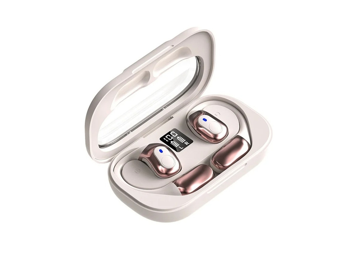 Auriculares Gancho Aberto Parte Traseira Som Estéreo Microfones Hd Bestvite Bluetooth Bege