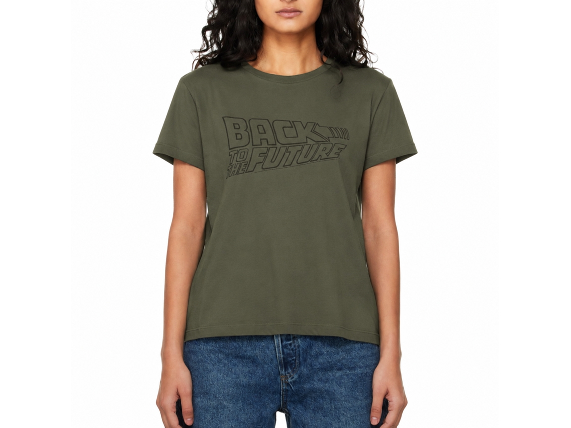 Rockinstone Back To The Future Movie Logo Fade Solid Military Green Adult T-shirt Size:xxxl