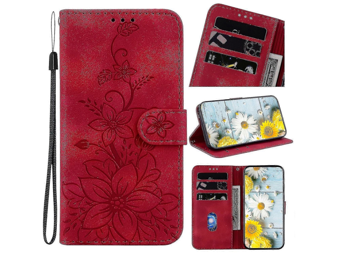 Capa Para Oppo Reno 10 5g Com Estampa De Lírio, Capa Tipo Carteira, Couro Sintético Premium, Com Porta-cartões, Compatível Com Oppo Reno 10 5g