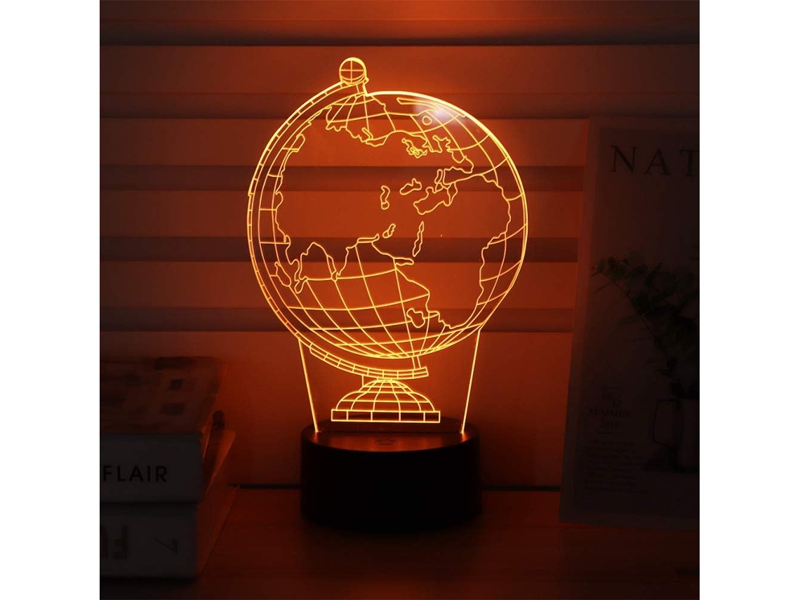 Luminária Noturna Globo Led De 7 Cores, Controle Por Toque, Mini Mesa