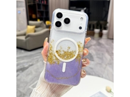 Capa Híbrida Transparente De Tpu Com Acabamento Dourado E Magsafe Para Iphone 17 Pro