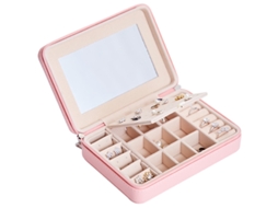 Caixa De Jóias Multifuncional Design Elegante Rosa 10x10x5cm