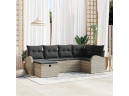 Conjunto 6 Sofá De Jardim Vidaxl Cinzento-claro Vime Pe (234 X 124 X 85 Cm)