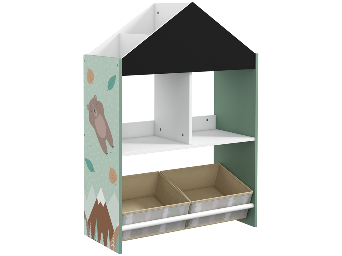 Móvel Com Prateleiras E Gavetas Removíveis Para Guardar Brinquedos Infantis, Verde