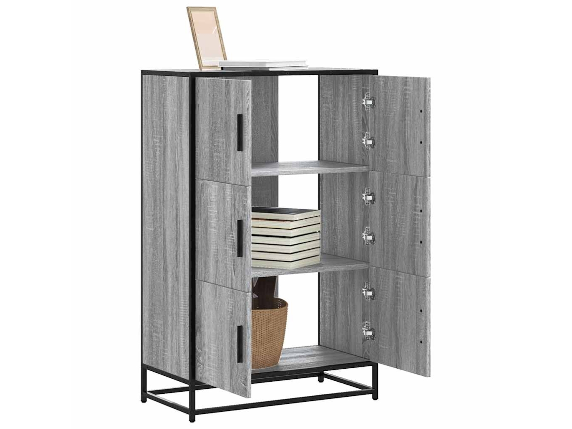 Vidaxl Armário Alto 68x35x106,5 Cm Madeira E Metal Cinza Sonoma
