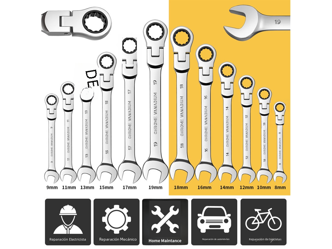 Chave Inglesa Flexível MDUG de 19 Mm, design de dupla extremidade