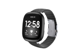 Bracelete Silicone Stripe Adaptável Fitbit by Google Sense 2 Cinzento