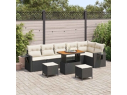 Vidaxl Conjunto De Sofá De Jardim 9 Unid. Preto Vime Pe
