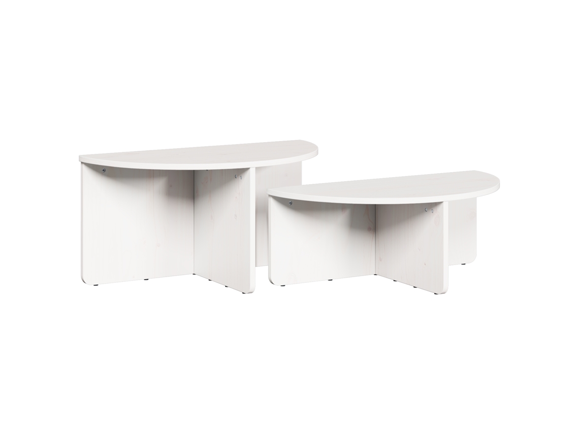 Conjunto 2 Mesa De Centro Vidaxl Branco Madeira De Pinho Maciça (79 X 39,5 X 40 Cm)