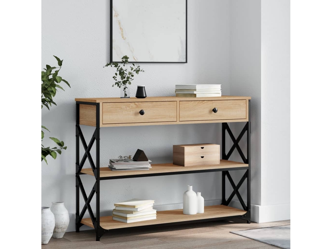 Vidaxl Mesa Consola 100x28x75 Cm Derivados De Madeira Carvalho Sonoma