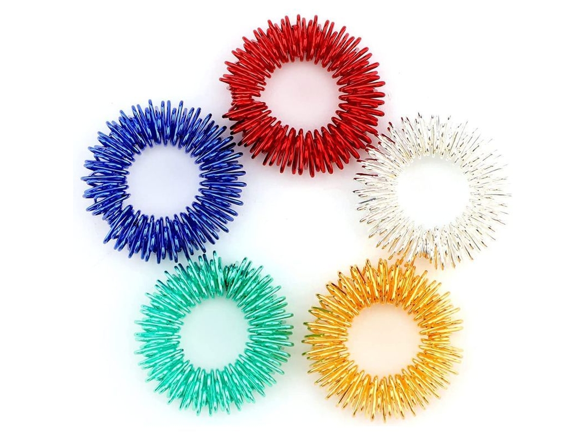 Anéis De Massagem Acupressão Sensorial Espinhosos, Brinquedo Anti-estresse Silencioso Para Crianças, Adolescentes E Adultos, 5 Cores Brilhantes