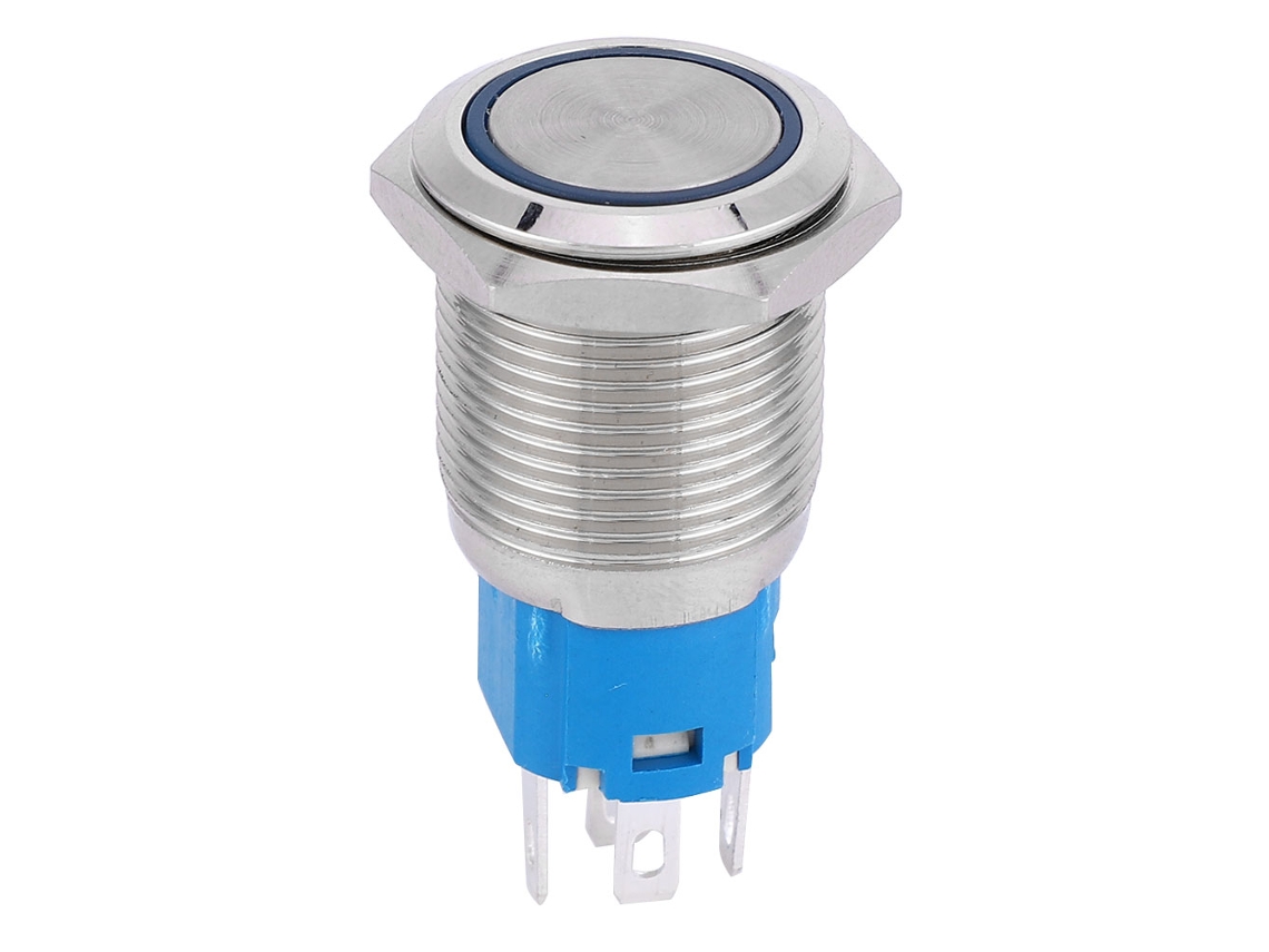 Interruptor Botão Metálico Led 16mm Luz Azul 220v Sunflare