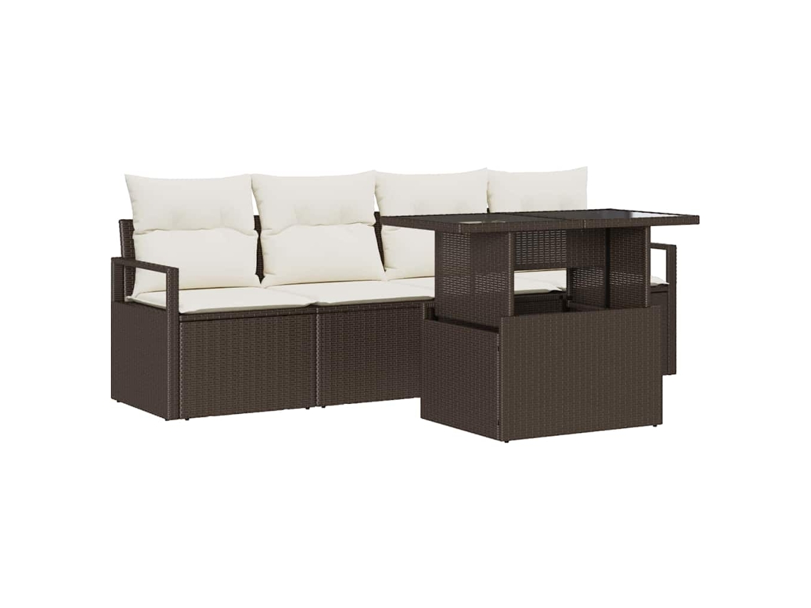 Maison Exclusive - Conjunto De Sofá De Jardim 5 Pcs Castanho Vime Pe