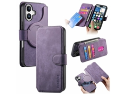 Capa Carteira Caseneo Mw-03 Para Iphone 17 Com Revestimento Removível Em Couro Sintético - Roxa