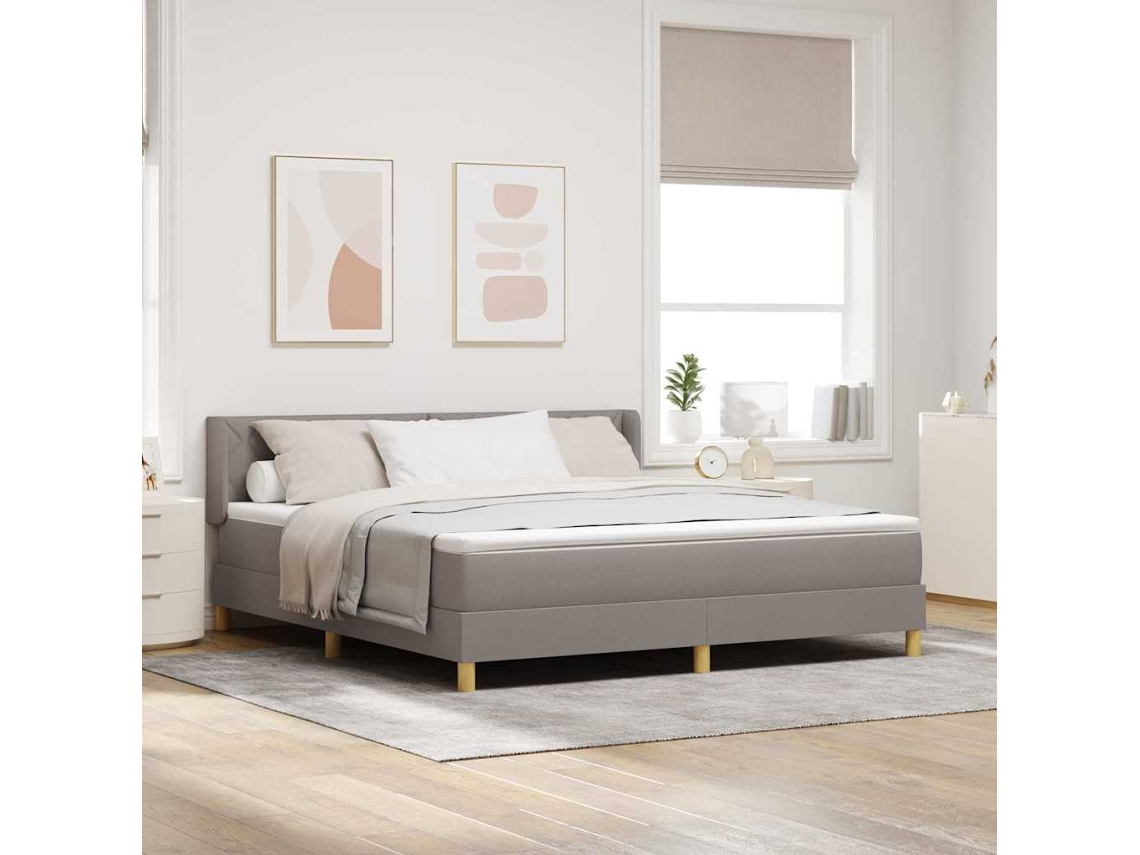 Vidaxl Cama Box Com Cabeceira Cinzento-acastanhado 200 X 180 Cm Tecido
