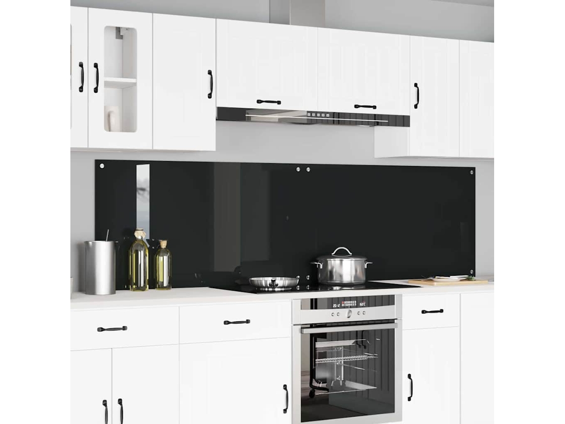 Vidaxl Painel De Cozinha 2 Unid. Preto 110 X 60 Cm Vidro Temperado