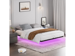 Cama Flutuante Metal 160x200 Led Ripas Metal Preta