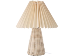 Base de mesa Ftvogue com base em rattan e cúpula de tecido plissado, LED 5V com alimentação USB, 3 núcleos de luz, controle