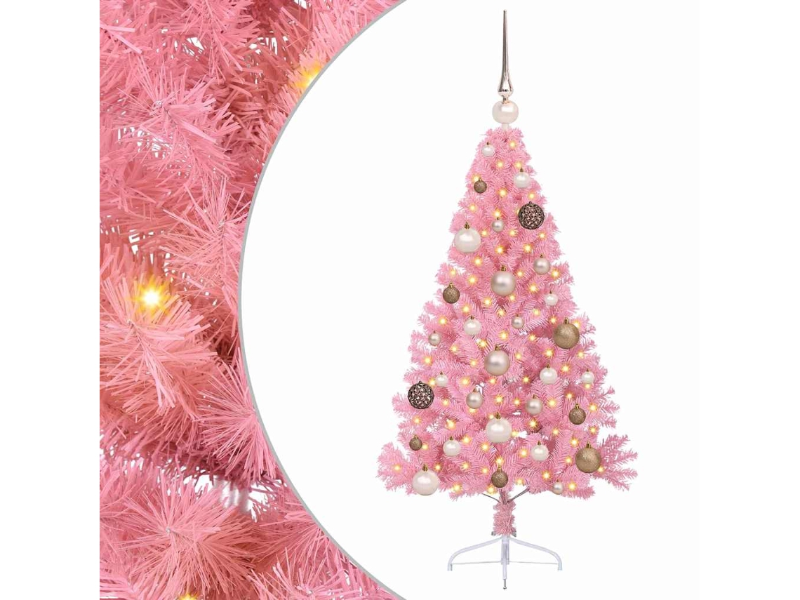 Conjunto 1 Decoração De Árvore De Natal Vidaxl Rosa Pvc (120 Cm)