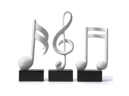 3 Peças Estátua De Notas Musicais Decoração Escultura Em Resina Figura Arte Branco 19cm