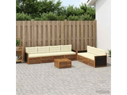 Vidaxl Conjunto De Sofás Para Exterior 8 Unid. Natural E Creme