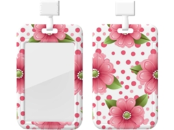 Porta Crachá Com Estampa Floral Rosa E Cordão, Capa Plástica Impermeável Crachás, Estojo Protetor Enfermeiros