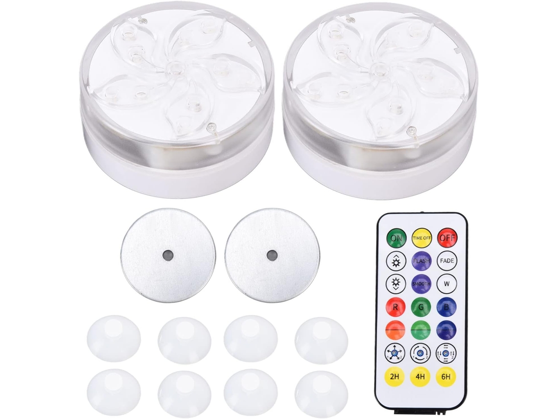 Refletor Led Subaquático Piscina Prova Ip68 10 Cores RGB Controle Remoto 21 Teclas À D Água GOKOCO