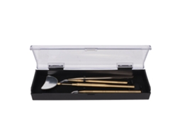 Kit De Pinças E Espelho Para Extensões De Cílios Inoxidável Com Alça Anti-derrubada Rotativa Ouro 4pcs