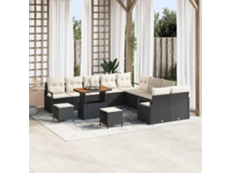 Vidaxl Conjunto De Sofá De Jardim 13 Unid. Preto Vime Pe