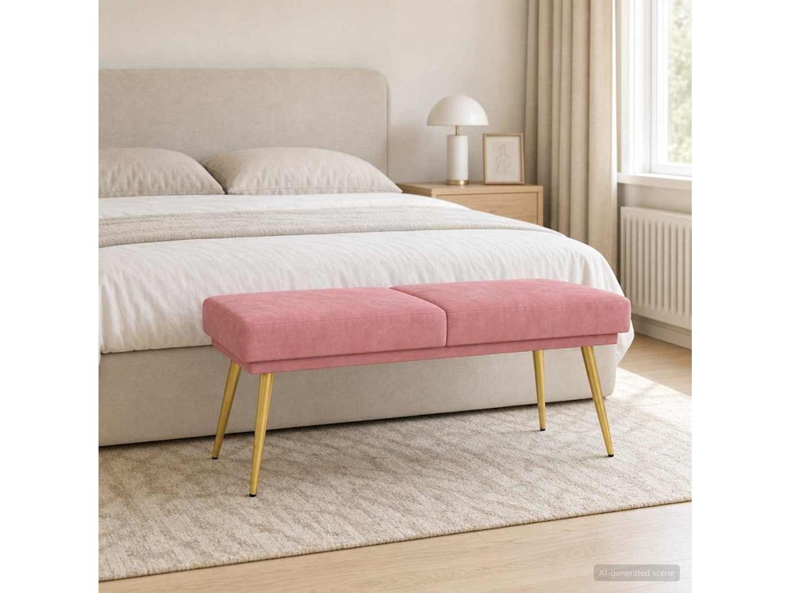 Vidaxl Banco De Camadas Duplas Rosa 120 X 45 X 46 Cm Veludo