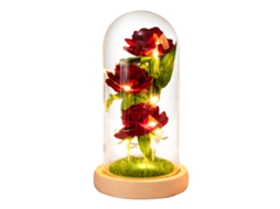 Ornamento Rosa de Vidro com Luz Led em Cúpula Presente Romântico Decorativo com S/MARCA