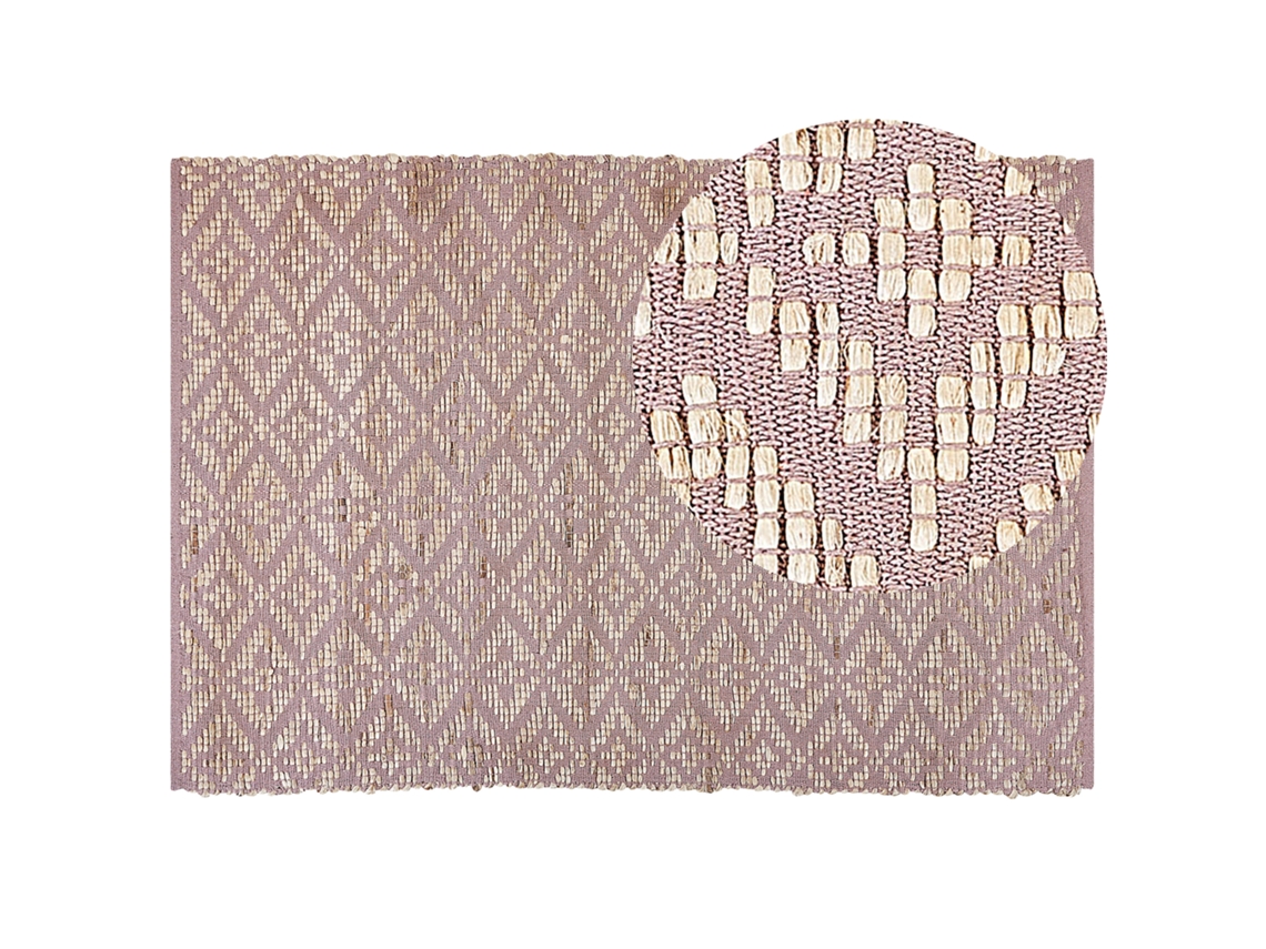 Tapete retangular de inspiração boho BELIANI Gerze de Algodão Rosa 160x230