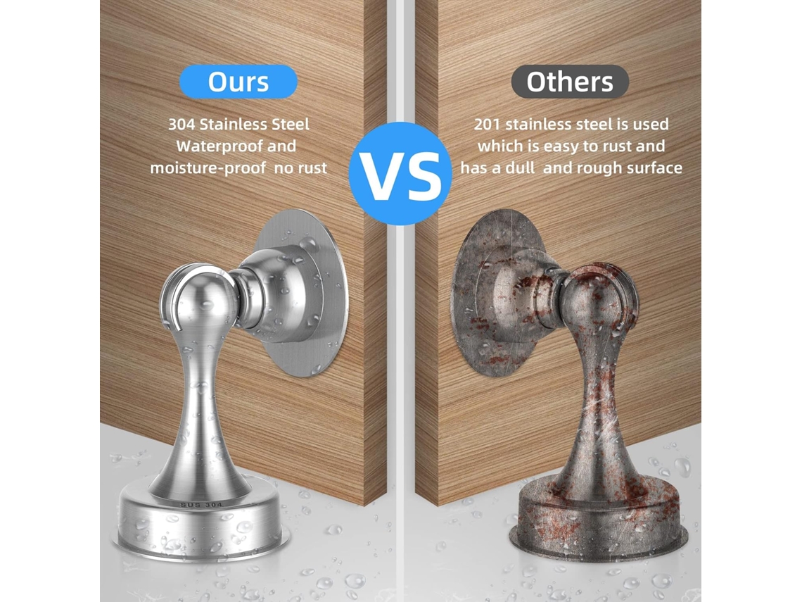 Pacote Com 2 Batente De Porta, Batente De Porta Magnético, Trava De Porta, Acabamento Escovado Aquaforge (304)