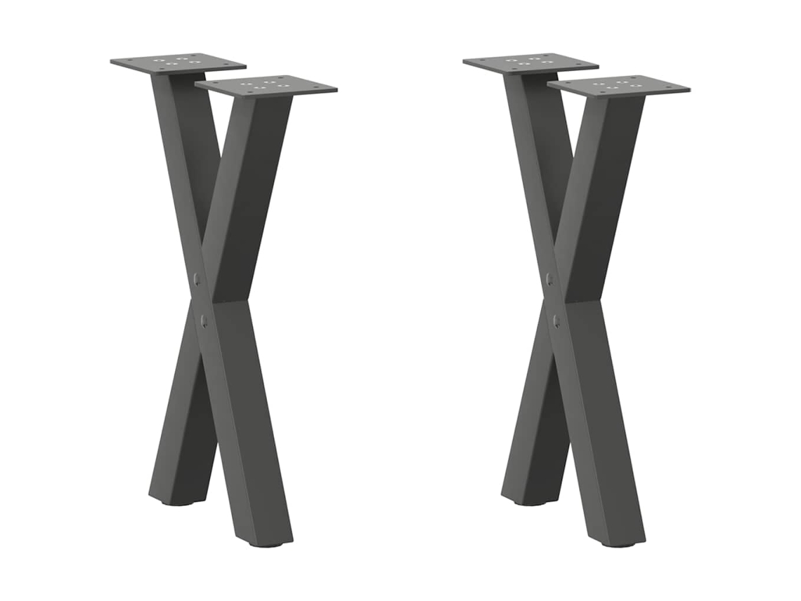 Vidaxl Pés Para Mesa De Centro Em Formato De X, 2 Peças, Antracite, 38x(42-43) Cm, Aço