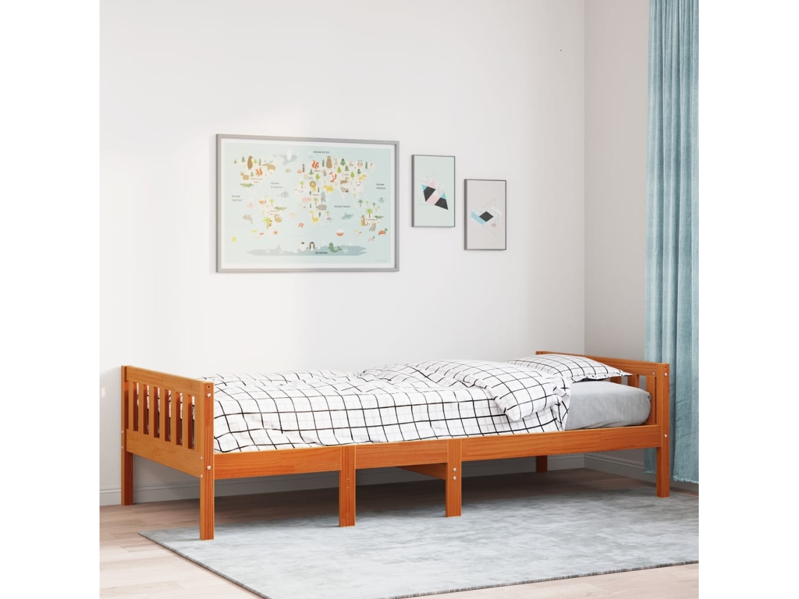 Vidaxl Cama De Criança Sem Colchão 90x190 Cm Pinho Maciço Castanho-mel