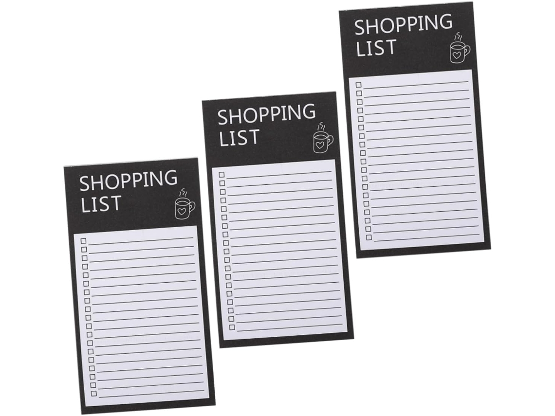 Bloco de notas magnético para geladeira, 3 blocos, papel macio para escrita, ideal para listas de cursos, para porta de geladeira, metal.