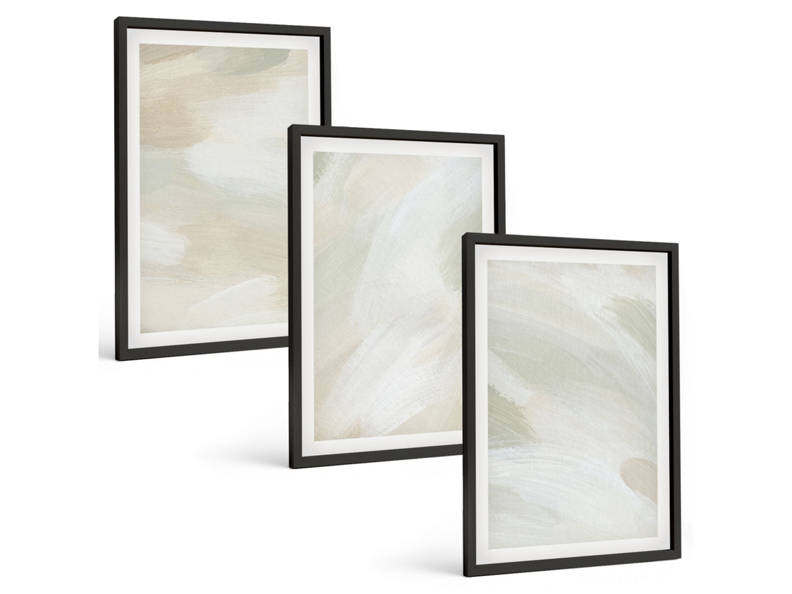 Conjunto De Pinturas Tinturas Abstratas Boho Vibrantes Espelharte (3 Peças 40x60 Cm)