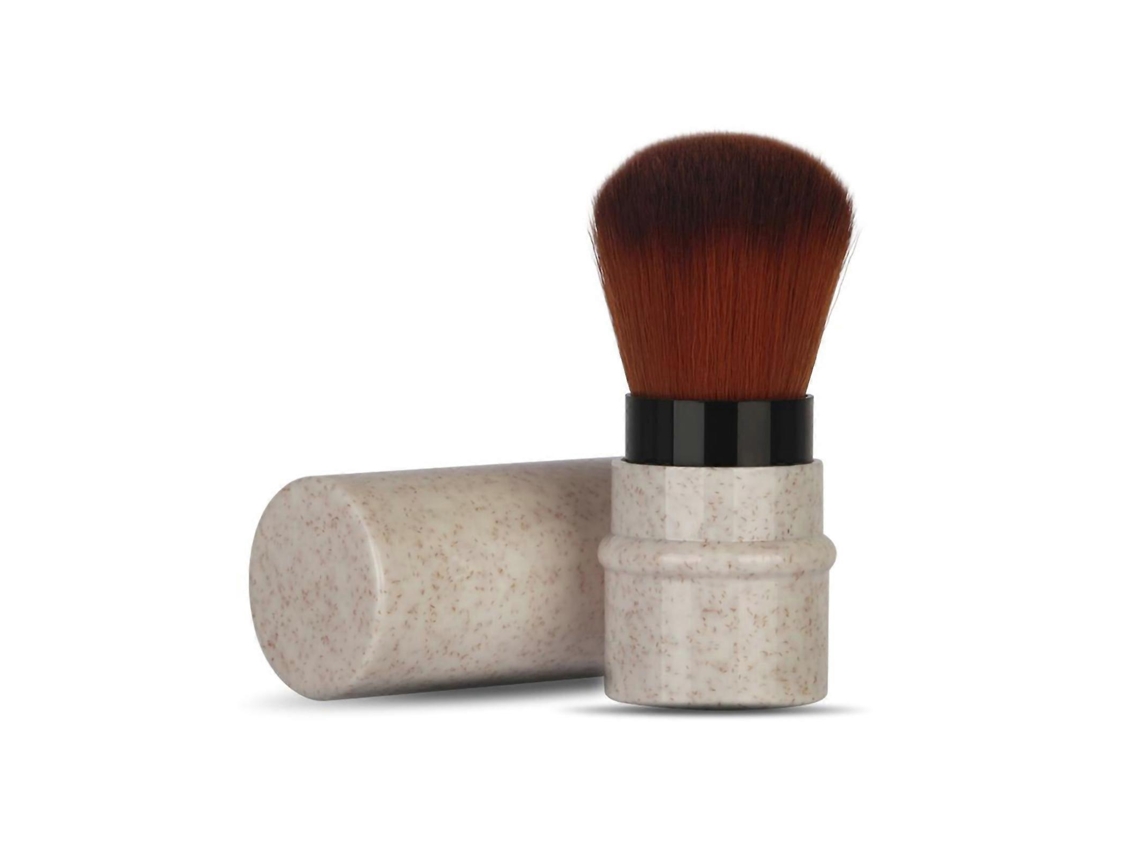 Pincel De Maquiagem Curto Marmorizado, Cabo Extensível, Pincel Para Blush E Pó, Bege Everley891