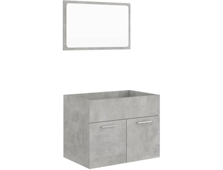 Armário de Lavatório + Espelho VIDAXL (Cinzento Cimento - Aglomerado de Madeira - 60x38.5x46 cm - 2 Peças)