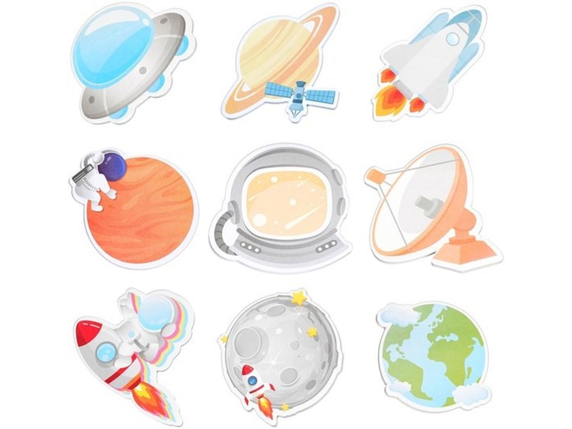 Bloco De Notas Memo - 9 Unidades - Notas Adesivas Divertidas - Tema Amplo - Escritório/escola - Presente Para Amantes De Astronomia - 30 Folhas Por Bl