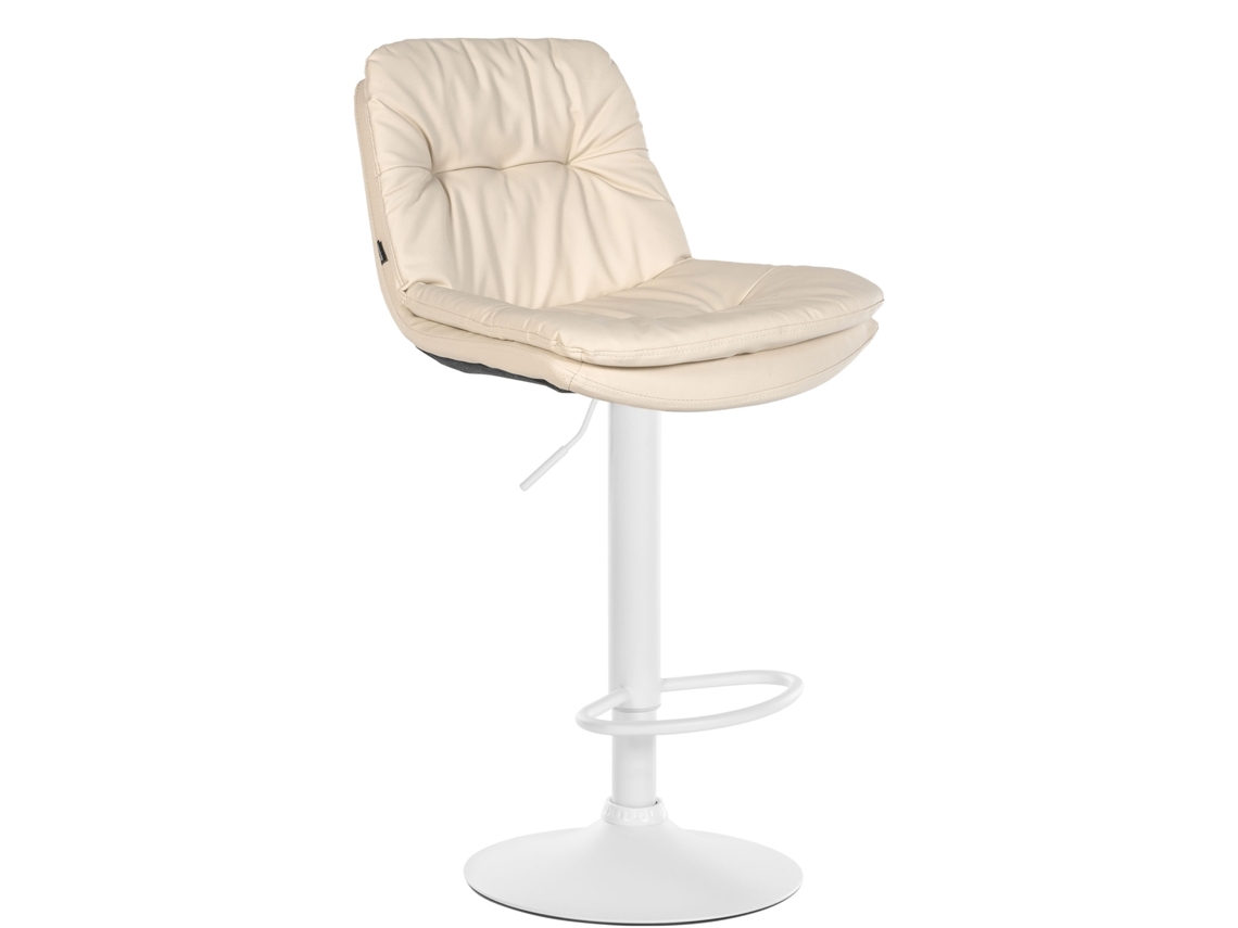 Banco De Bar Em Pele Laurel Creme/metal Fosco Branco Clp