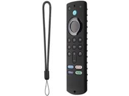 Capa De Silicone Leve, Antiderrapante E Resistente A Impactos Para Controle Remoto De Voz Do Fire Tv Stick De 3ª Geração, Com Alça - Preta