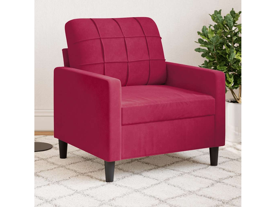 Vidaxl Poltrona 60 Cm Veludo Vermelho-tinto