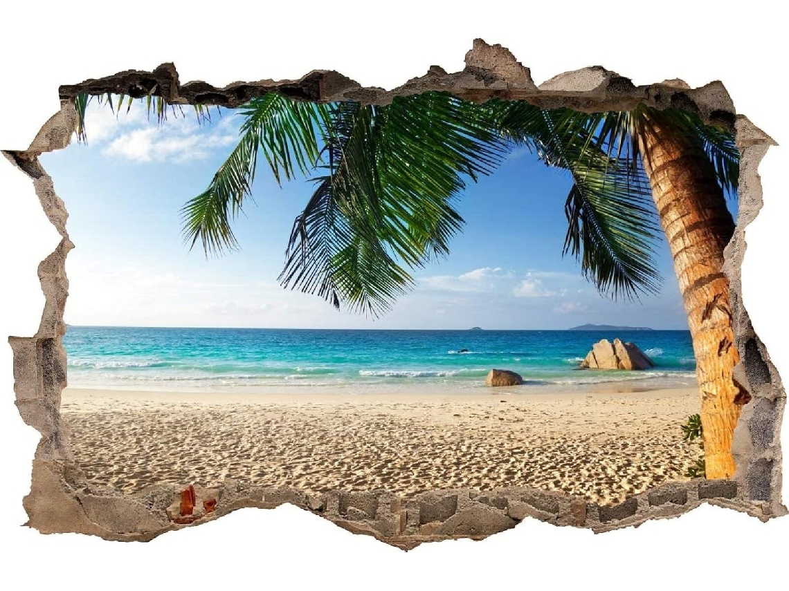 Adesivos Adesivos Efeito 3d Adesivo Plage Autocollant Decoração Murale Chambre Et Salon 62x92cm