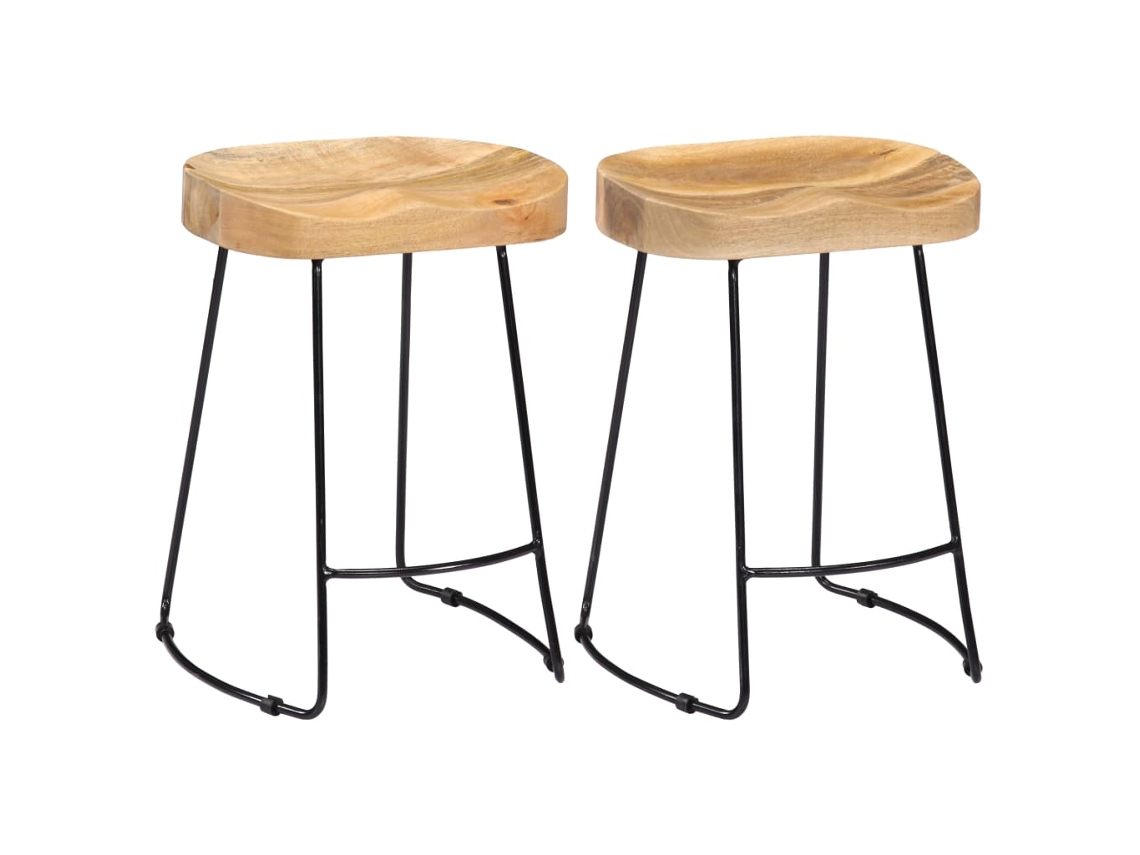 Vidaxl Bancos De Bar Gavin 2 Pcs Madeira Mangueira Maciça