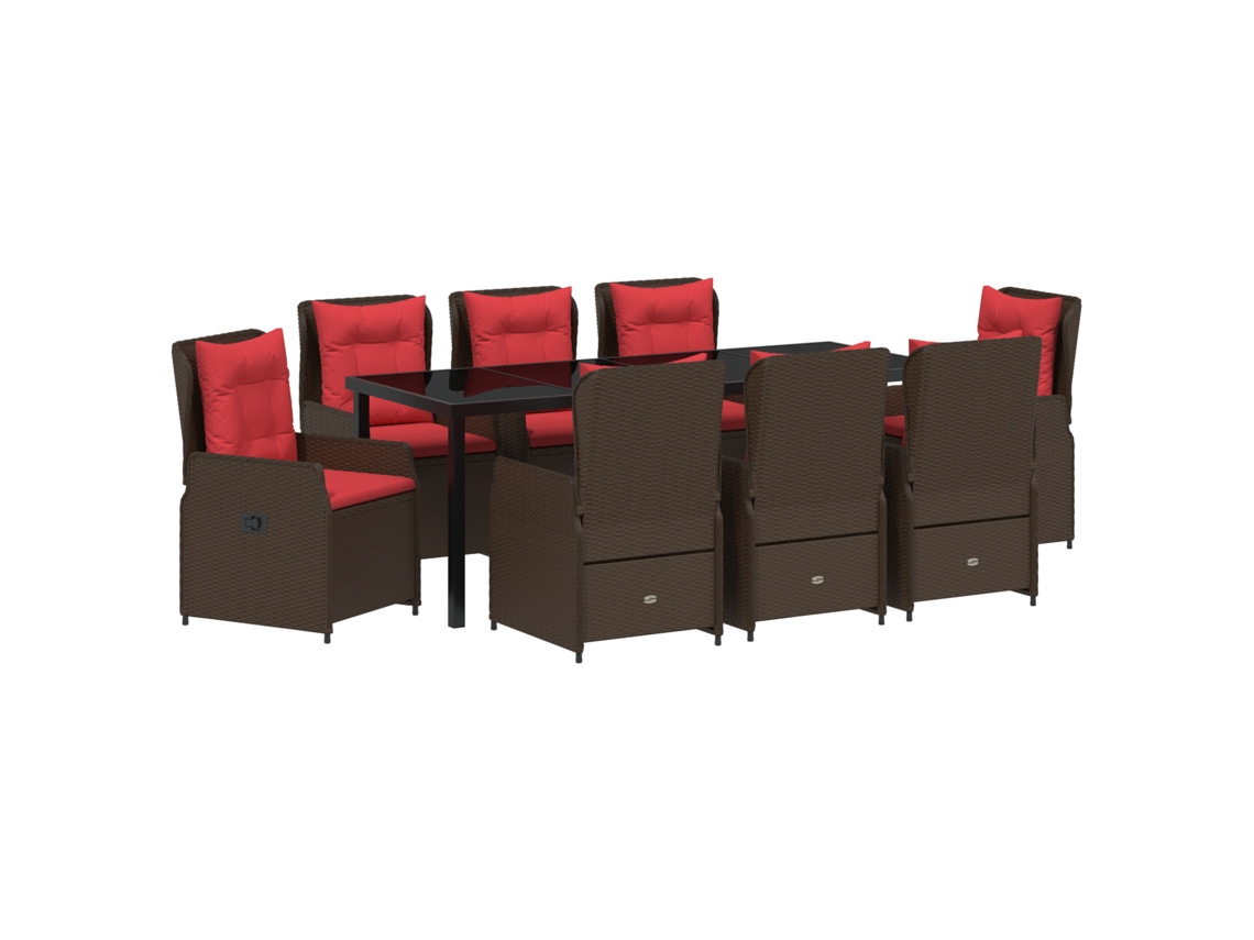 Conjunto 9 Conjunto De Jantar Para Jardim Vidaxl Castanho Aço Revestido A Pó (200 X 80 X 73 Cm)