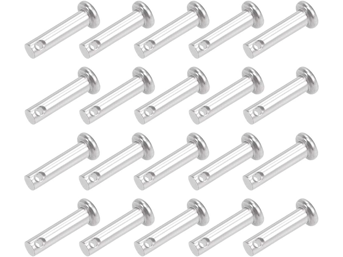 Pino de travamento com furo único, cabeça plana, 5mm x 20mm, aço inoxidável 304, pacote de 20 unidades em CHABERLU