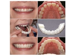 2 conjuntos de dentaduras de silicone, parte superior e inferior, sorriso perfeito para homens e mulheres, dentes falsos naturais removíveis, temporár