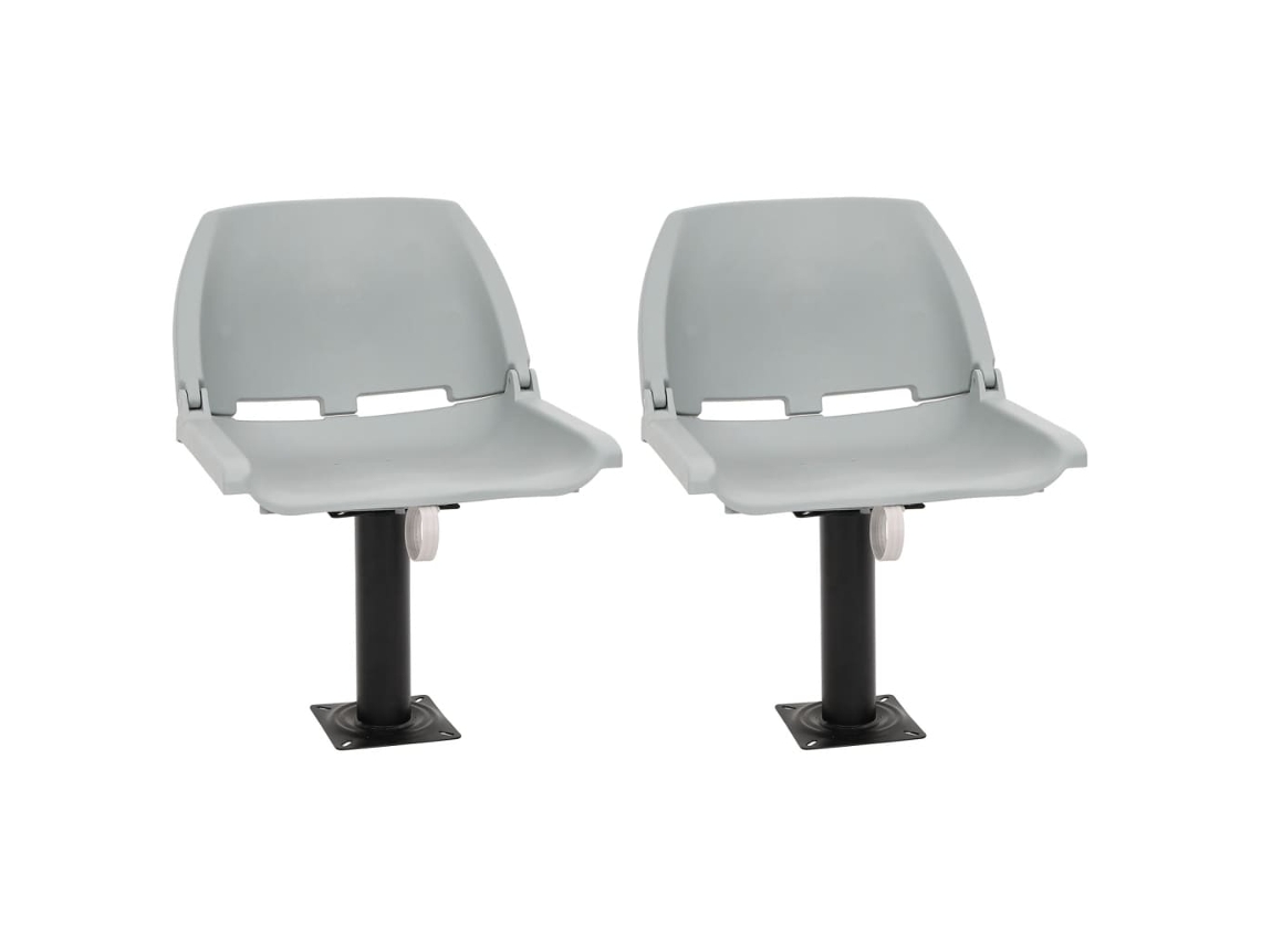 Vidaxl 4 Pcs Conj. Assento Barco Dobrável S/ Almofada 48x51x41cm Cinza